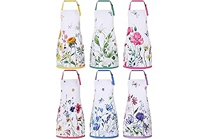 Bencailor Spring Aprons for Women, Premium Kitchen Aprons Set of 6