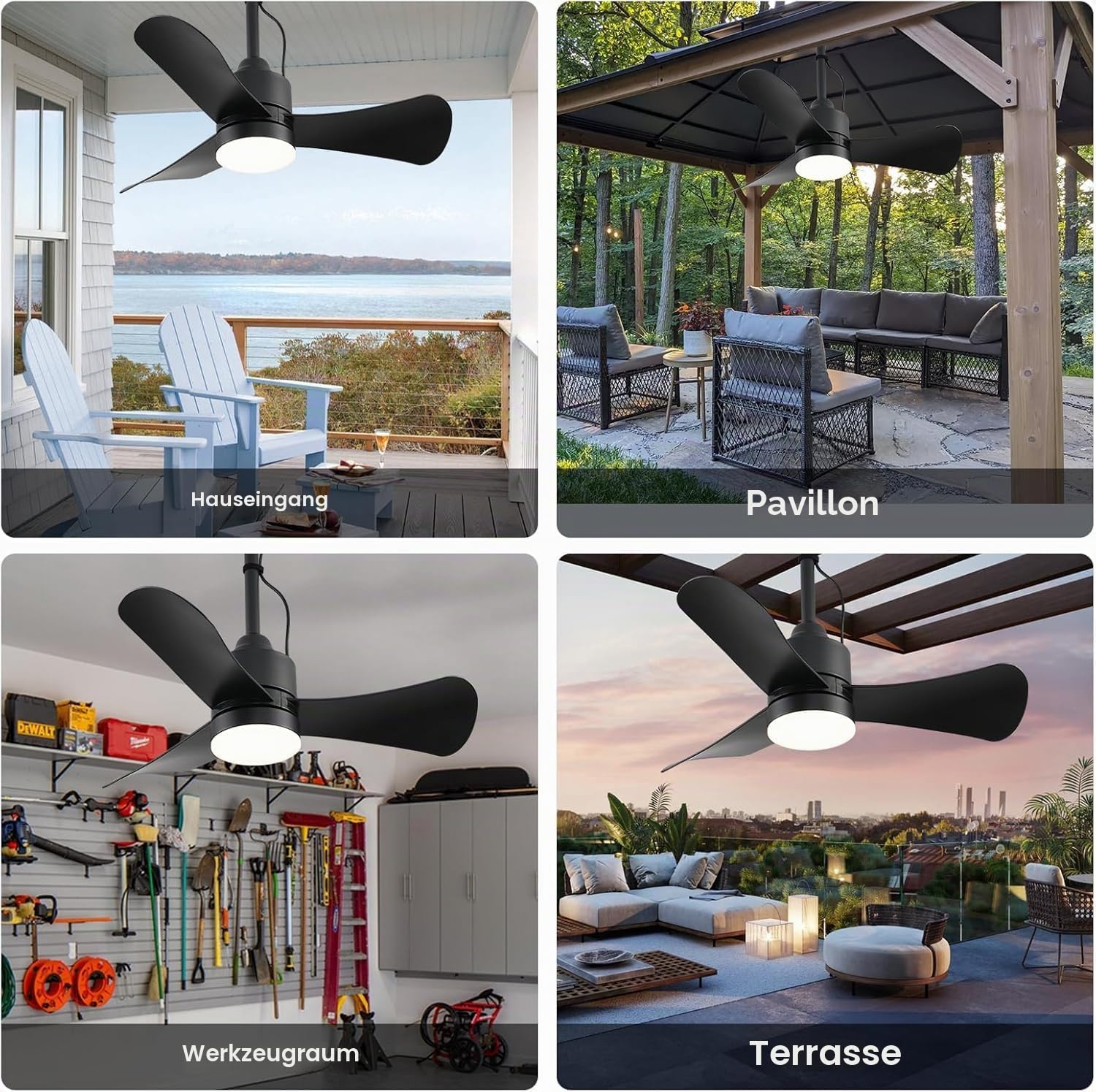 ventilator markise Outdoor Deckenventilator mit Beleuchtung 80CM IP65 Wasserdicht Außen Deckenleuchte mit und Fernbedienung Dimmbar Lampe mit Ventilator für produkttyp_Accessoires VAUDE Badawi 4P ab Color:Gloss Sky Blue / Oasis And Desert Rose