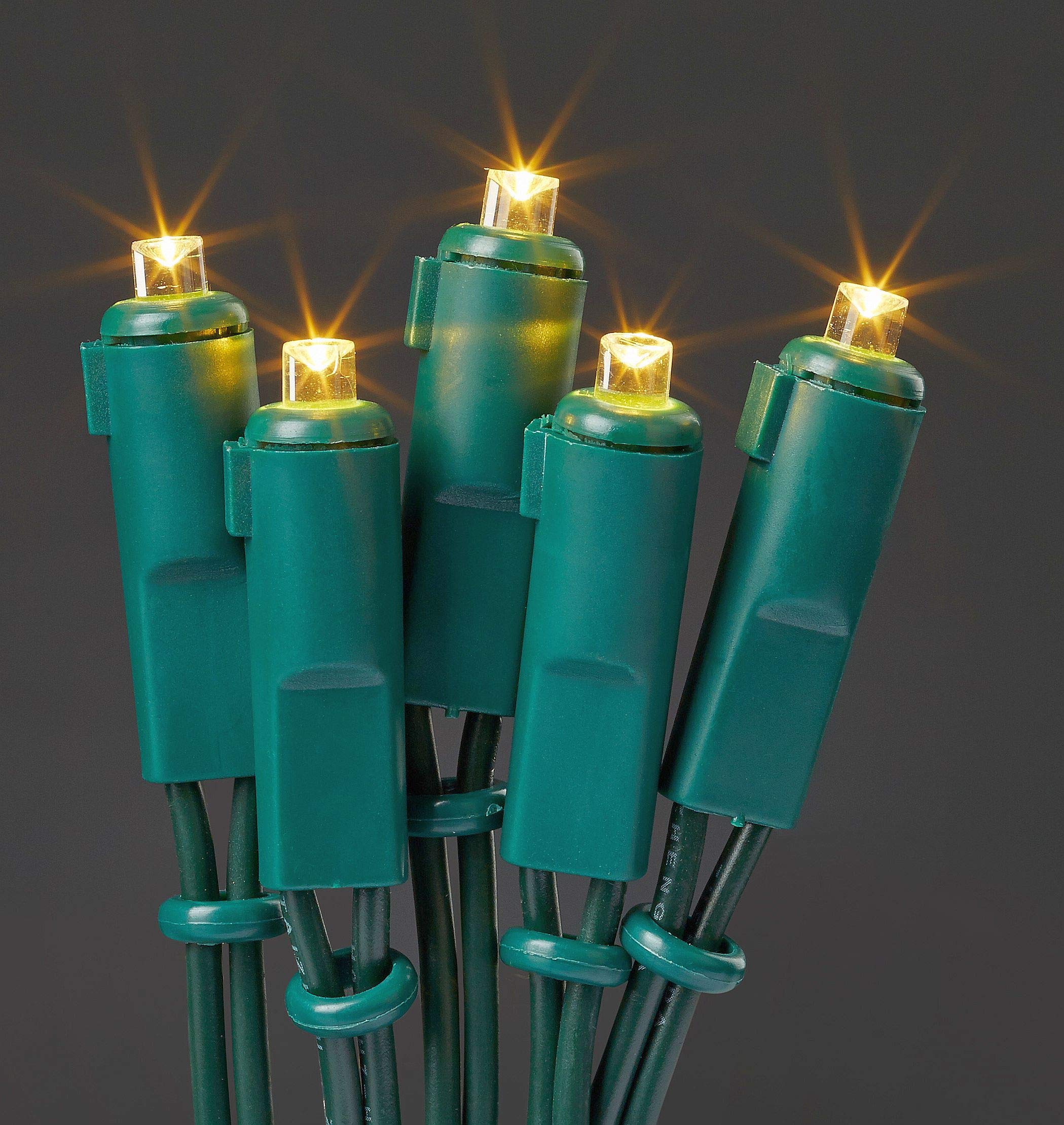 hellum 100-tlg. LED Lichterkette innen mit Stecker und grünem Kabel, mini Lichterkette mit 100 warmweißen LED, mit Stecker für innen mit beleuchteter Länge 14,85 m unter 59 lm 563917