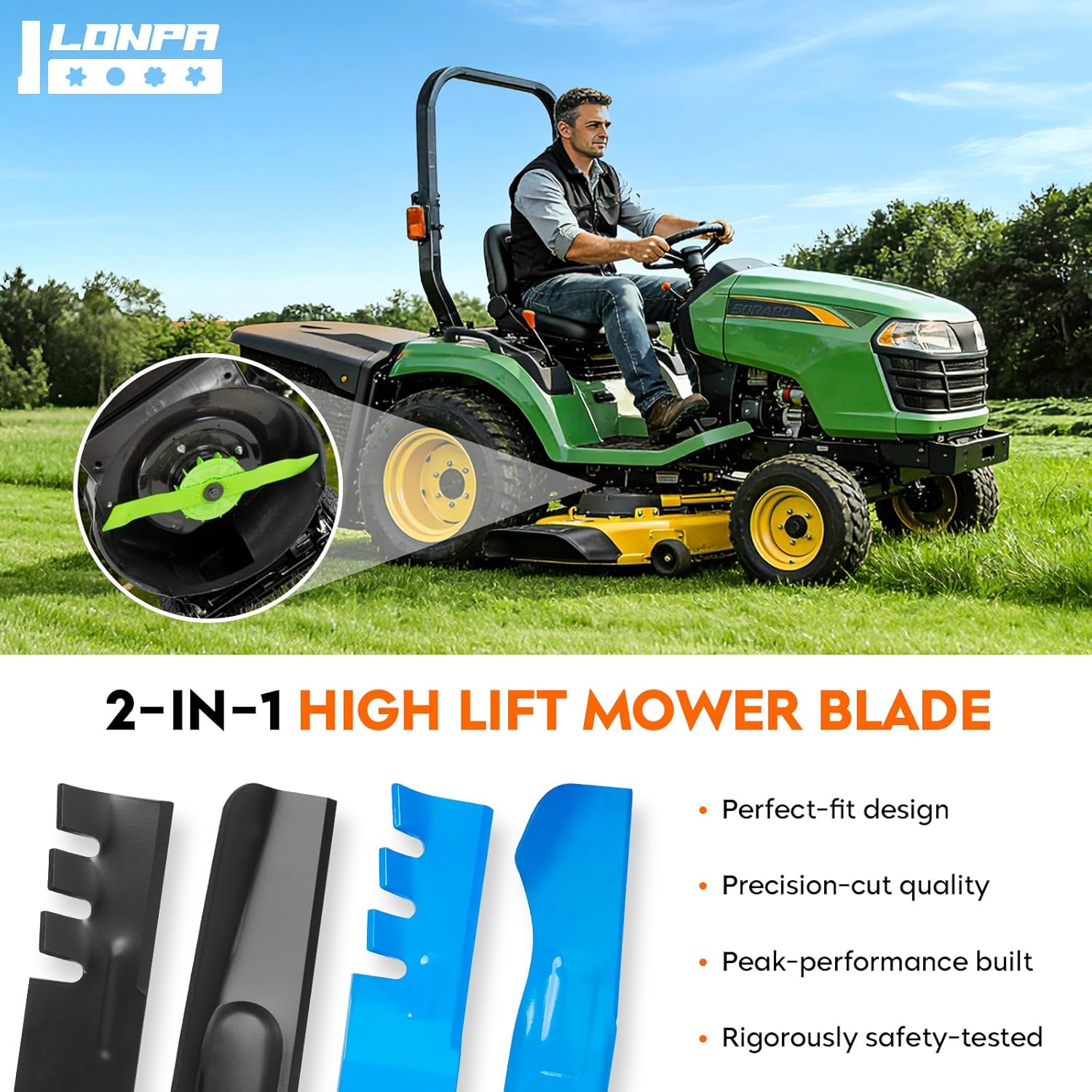 48111 482879 61 inch 5-Star High Lift Toothed Blades for Scag Ferris Husqvarna BZ 6127 BZ 7234 Turf Tiger Freedom Z 61'' Deck Cut Zero-Turn Mower 539101733 539102093, Blue