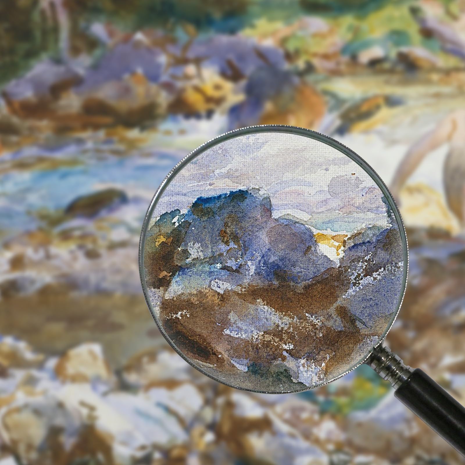 CheQuadro! Ruscello di Montagna John Singer Sargent, jss174 Quadro Stampato su Tela, 100x60 cm