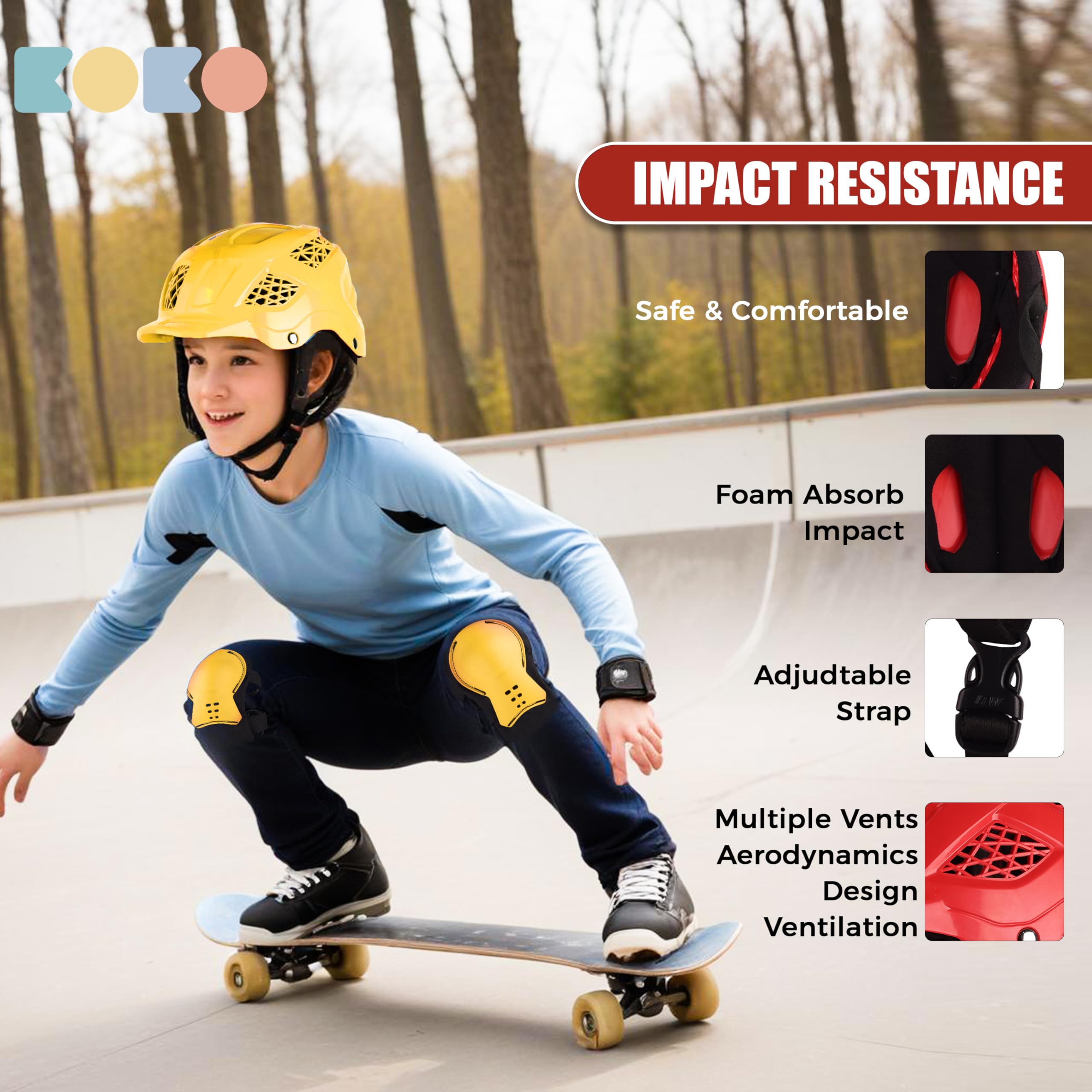 Koko Dragon Kids Skating & Cycling Helmet | Protective Gear for Boys & Girls (Yellow, Medium 560 MM) 1