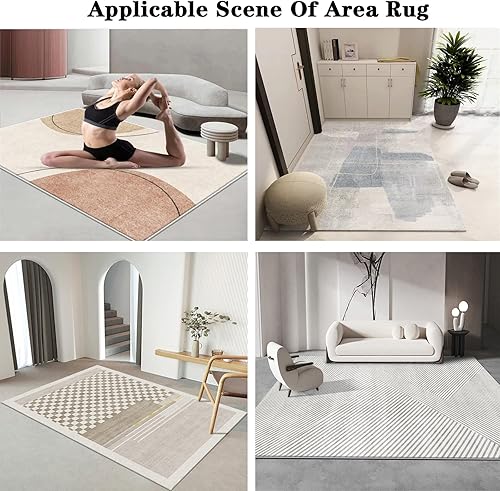 Miniatura 6 de Alfombras modernas y minimalistas, alfombras interiores con costuras oscuras, alfombras lavables, antideslizantes, gruesas, cómodas, para sala de