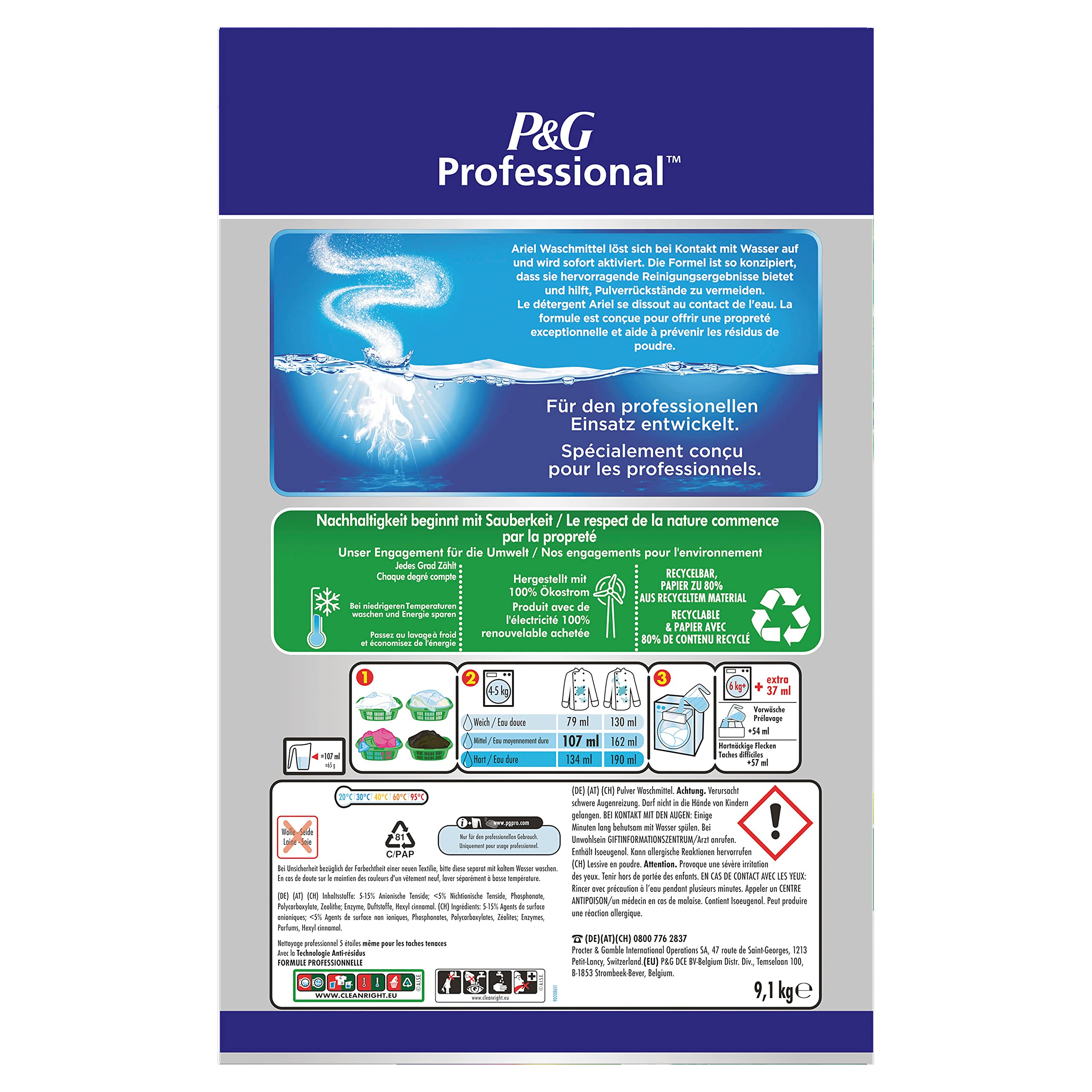 Ariel Professional Pulver Colorwaschmittel, 140 Waschladungen, 9.1kg