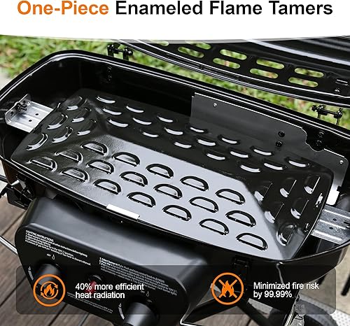 Miniatura 4 de Brand-Man - Parrilla portátil de gas propano con carrito plegable y botón de encendido, diseño de pie para campamento, portón trasero, barbacoa en