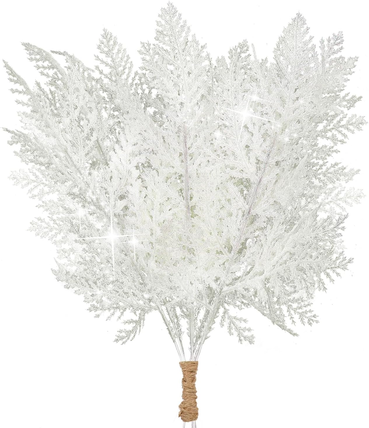 Sawowkuya 24 Pcs White Glitter Christmas Tree Picks