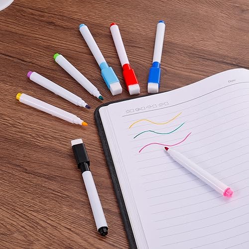 Miniatura 6 de PATIKIL Rotuladores de borrado en seco, paquete de 30 unidades, tinta azul oscuro, punta fina, bajo olor, pizarra blanca con tapa de borrador para