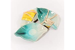 Earthen Vessels Pottery Stunning Hydrangea Leaf Tea Bag Holder Dish Set