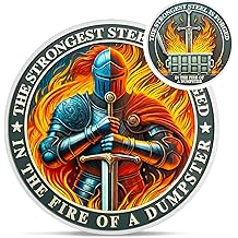 Knight Dumpster Fire Challenge Coin - The Strongest Steel is Forged Dumpster Fire Coin - Funny Desk Accessories for Work - Hilarious Coworker Go Away Token - Inspirational Gifts for Men Women Teacher