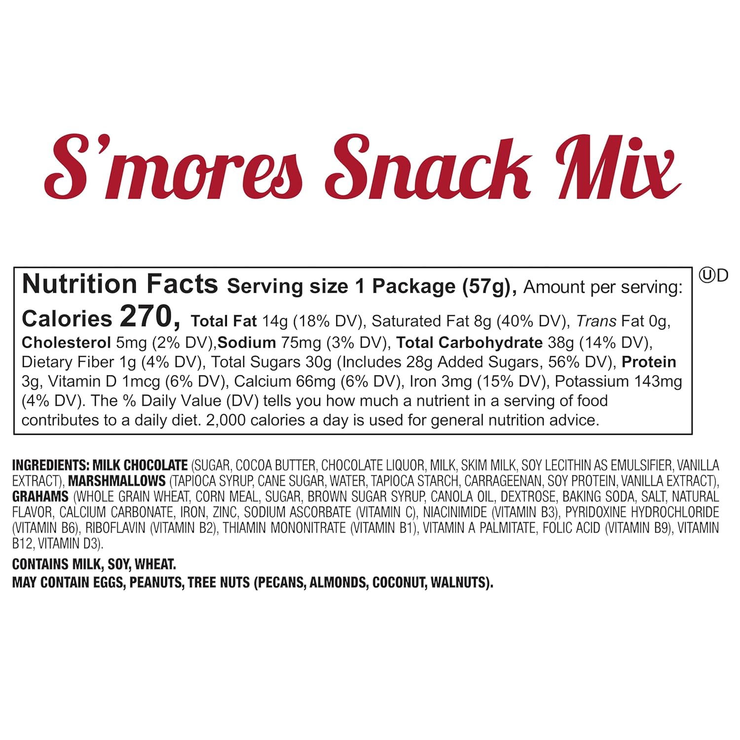 2oz S'mores Snack Mix Single Serve Bag (12pk)