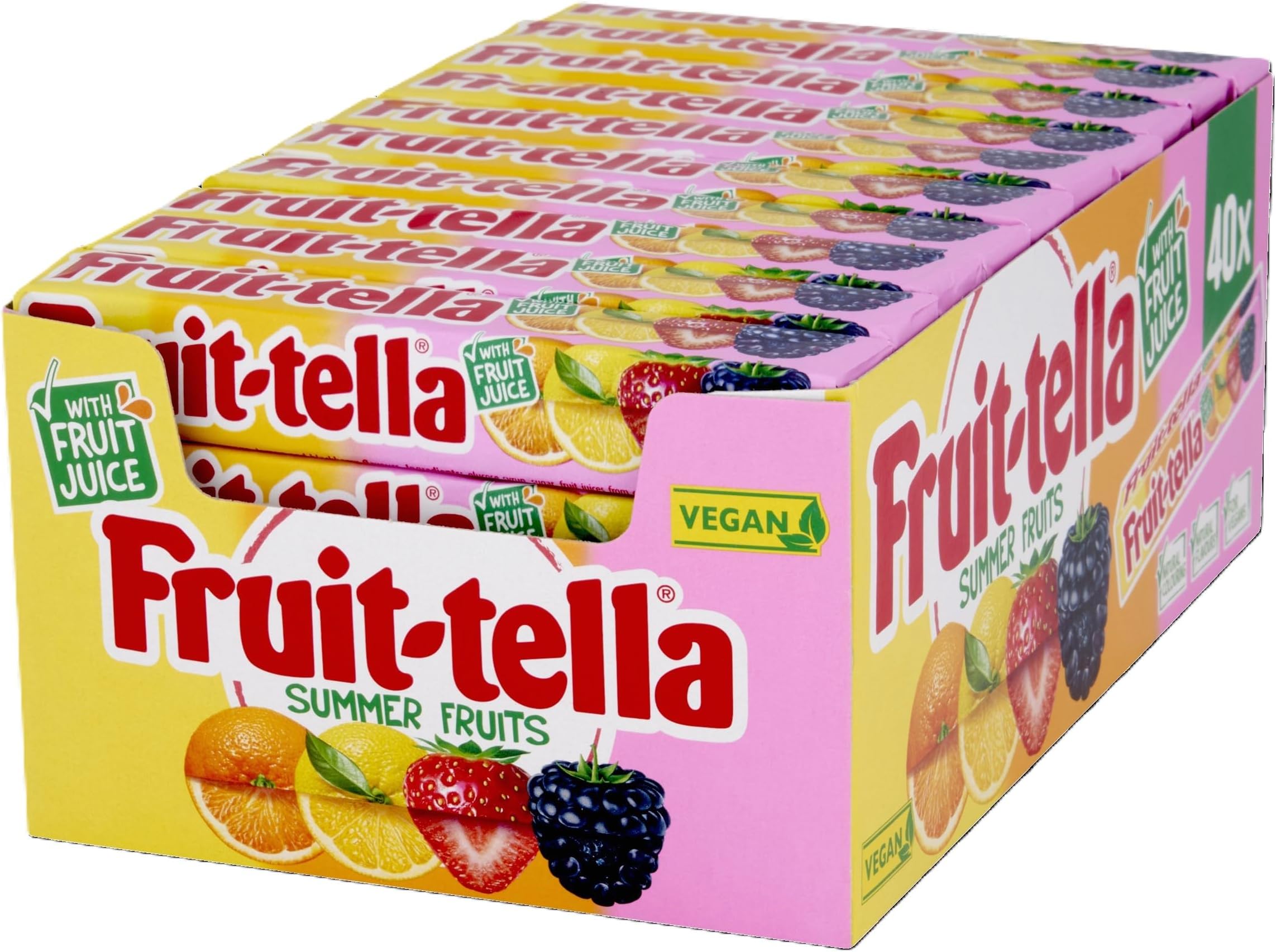 Fruittella Summer Fruits Soft Chew Sweets, Vegan Friendly - 40 x 41 g Sticks