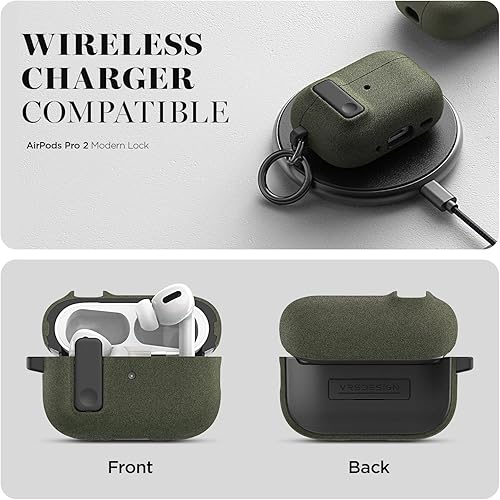 Miniatura 10 de VRS Design Cerradura moderna para Apple Airpods Pro de 2 generación y 1 generación (20222019) (piedra arena) registrada en patente estadounidense