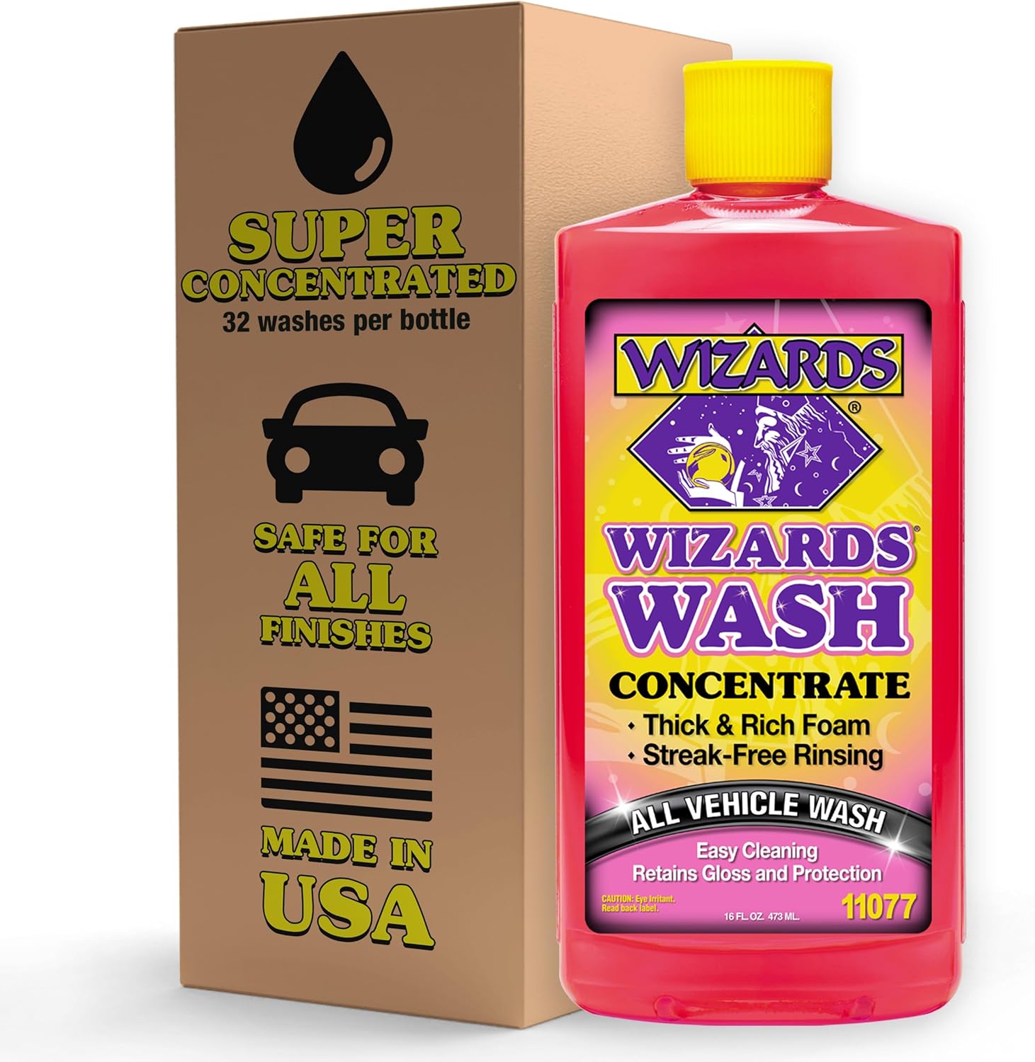 Wizards Car Wash - Super Concentrated Car Wash Soap - No Salt Biodegradable Car Wash Soap With Thick Foam - Exterior Care Products For Marine Use - Foam Cannon Soap For Car Washing Supplies - 1 Gallon