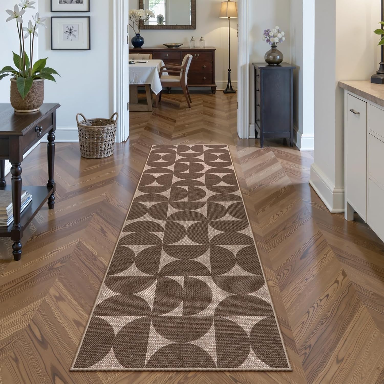 Blue Strip Geometric Easy Jute Non Slip Runner Rug | 2x5 Kitchen Runner Rug Washable Outdoor Rug for Entryway Indoor, Indoor Outdoor Carpet for Hallway 5ft Entry Front Door-image-14