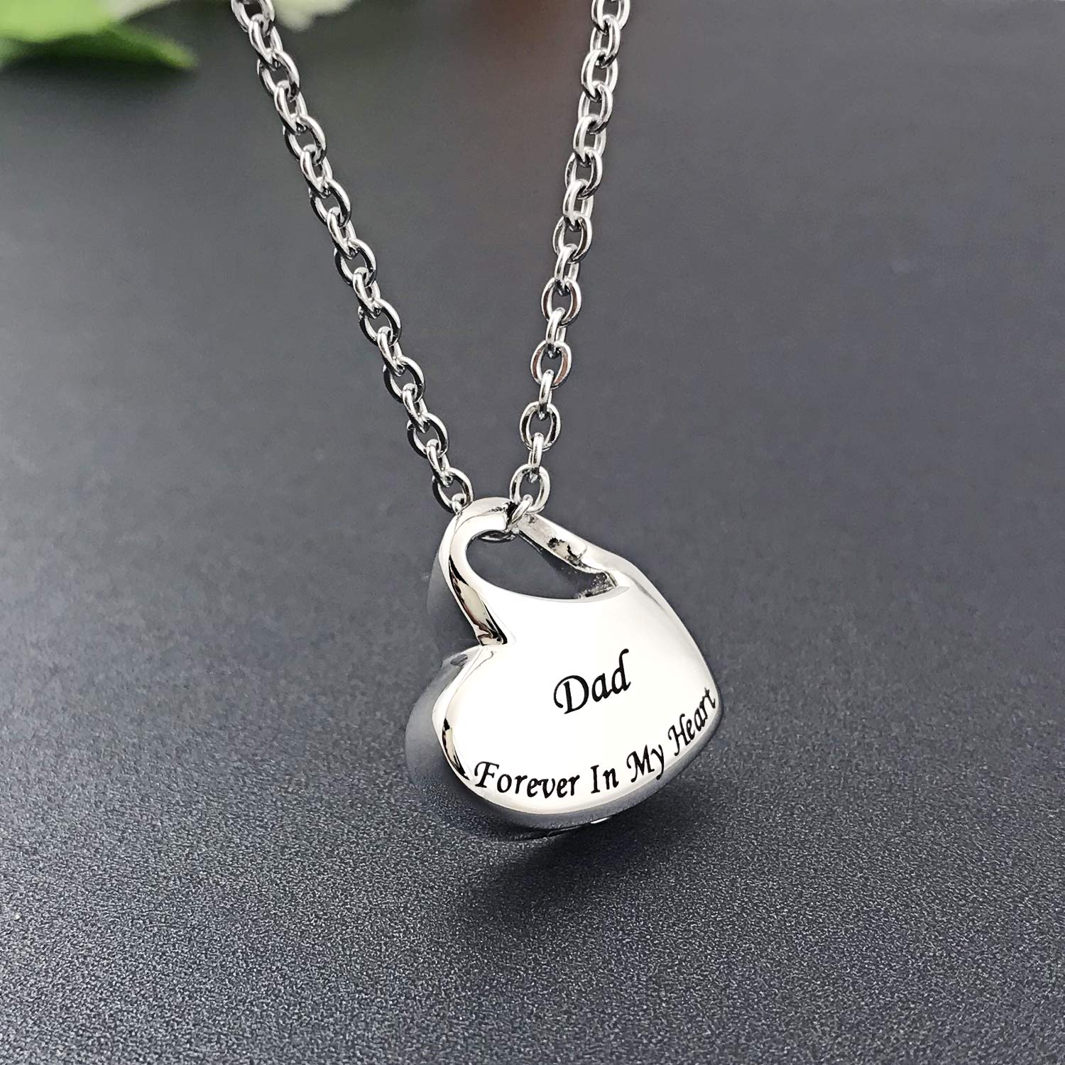 YOUFENG Forever in My Heart Cremation Jewelry Love Heart Urn Necklaces for Ashes Stainless Steel Pendant Keepsake Ashes Jewelry