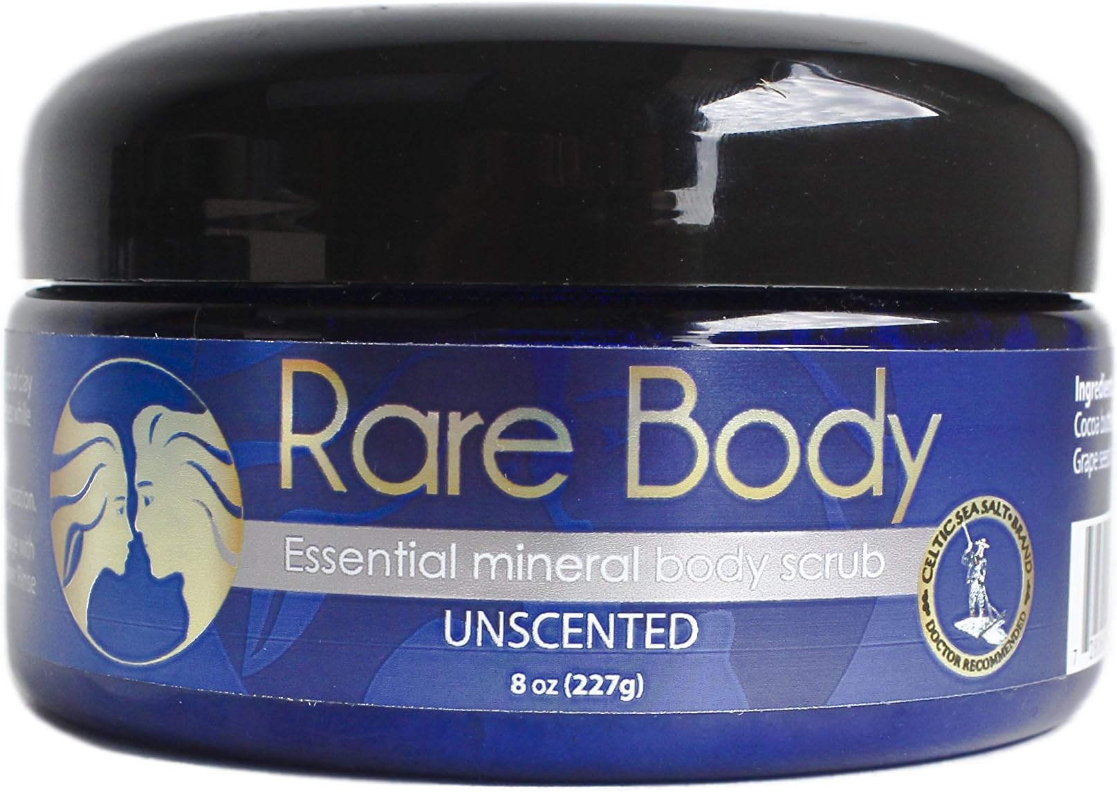 Rare Body Salt Scrub, Unscented, 100% natural, 8 oz.