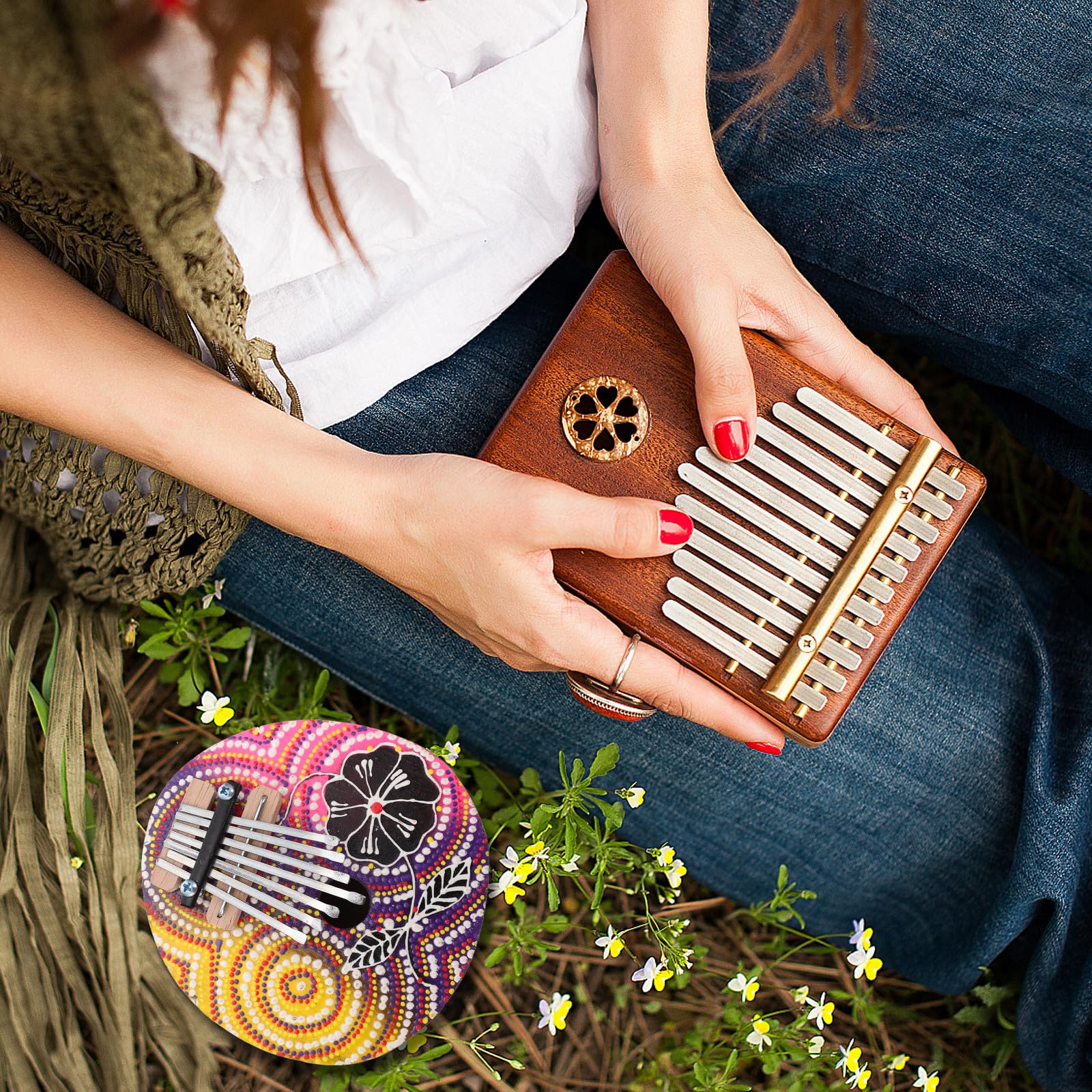 PRETYZOOM Kalimba Daumenklavier 7 ton Kleiner Kalimba aus Kokosnuss mit Ergonomischem Design Tragbares Finger Musikinstrument für Anfänger und Musikliebhaber Zufälliger Stil