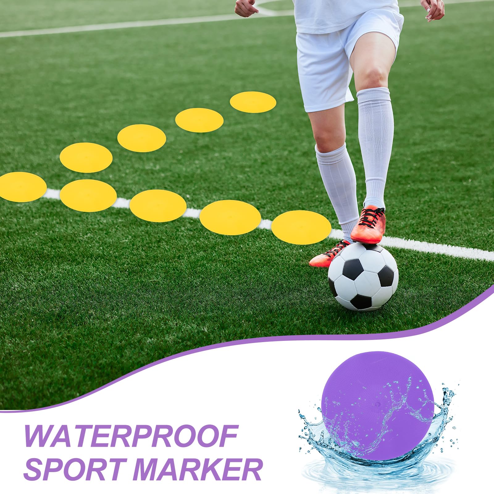 PATIKIL Marqueurs Au Sol 9 Pouces, 12 Pcs Points Anti-Dérapants Marqueurs rapidité Cônes Plats Poly Points pour Gym EPS Vitesse Entraînement Danse Football Basketball Sports, Orange/Violet