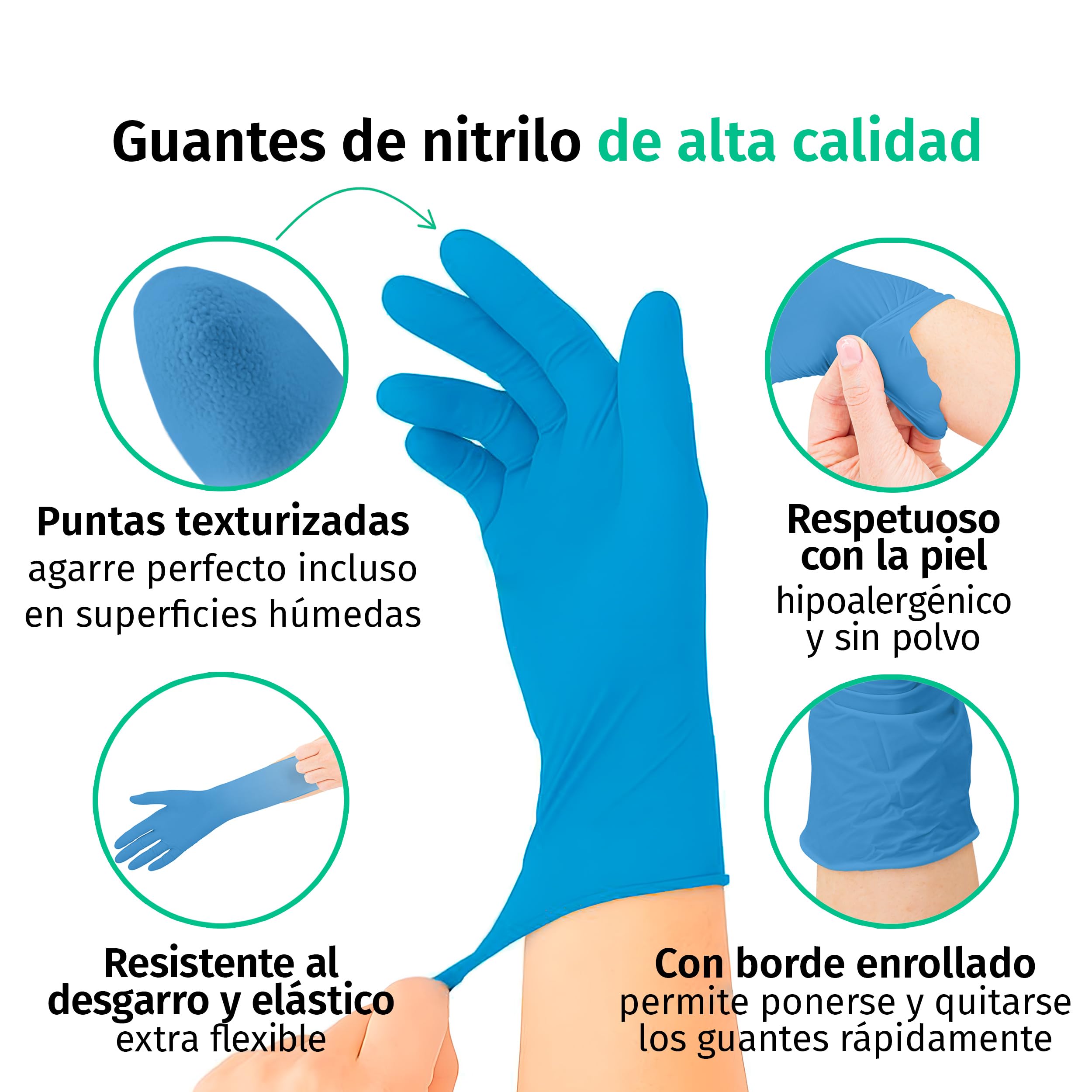 SF Guantes de nitrilo S azules – 1000 (10x100) unidades, guantes desechables sin polvo, sin látex, médicos y de examen, aptos para cocina, limpieza, cosmética y uso doméstico