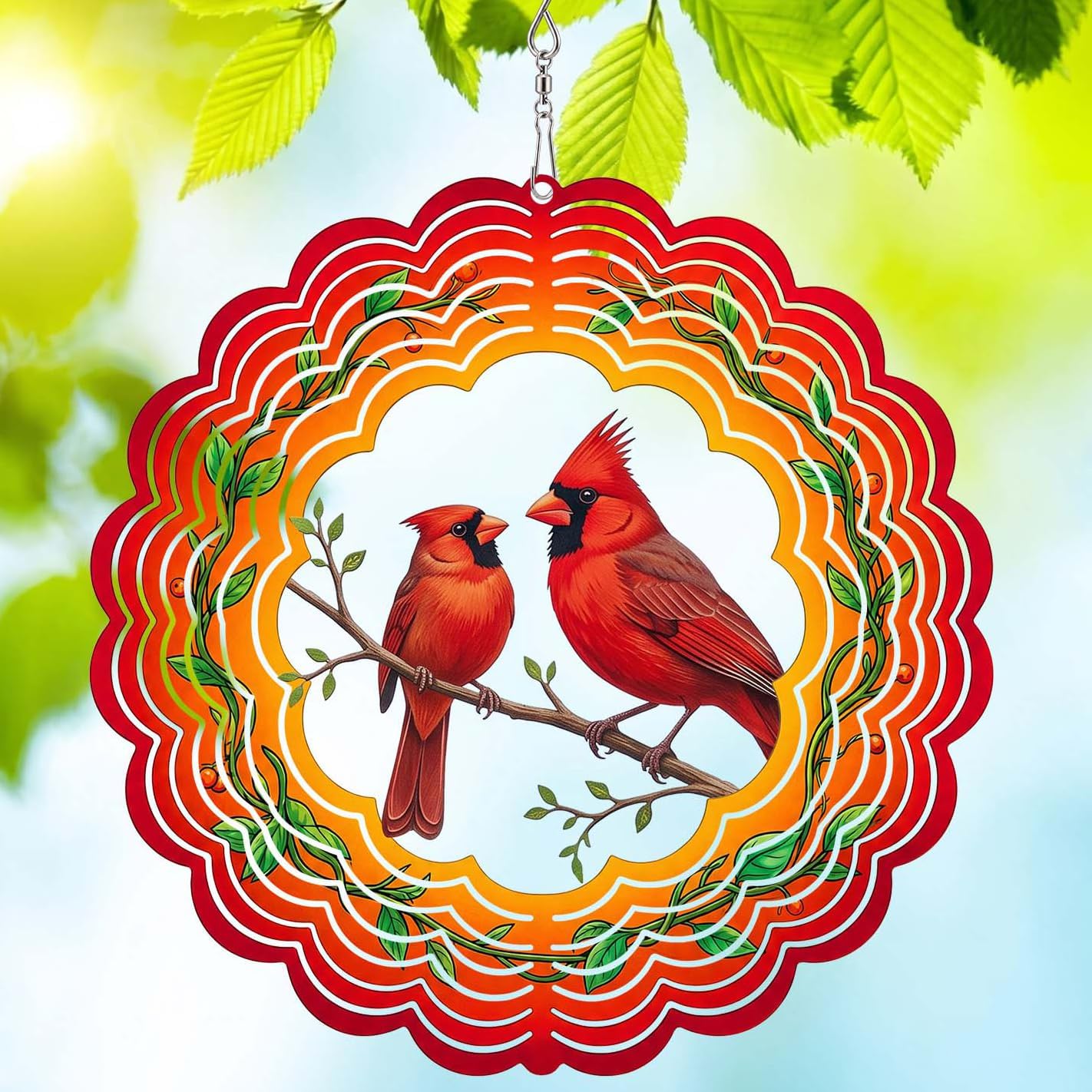 Cardinal Bird Wind Spinners Gifts for Garden Decor 12 in