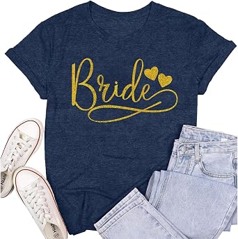 SUWATOIN Bride Shirt for Women Bachelorette Party Shirts Bride Squad Tee