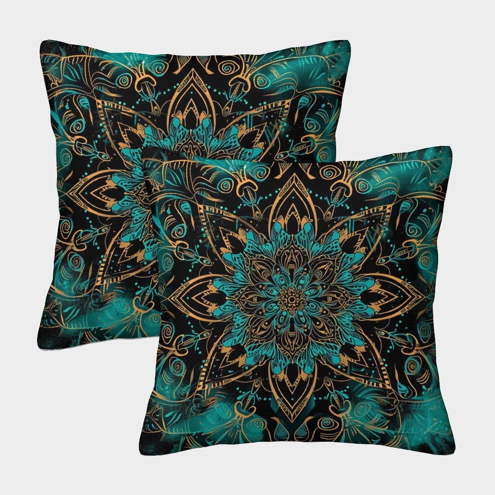 kaiyun 2 Pack Mandala, Colorful Pattern Square Pillow Cover Cushion Cover 50x50cm Suitable for Sofa Bed Chair,3D Pattern