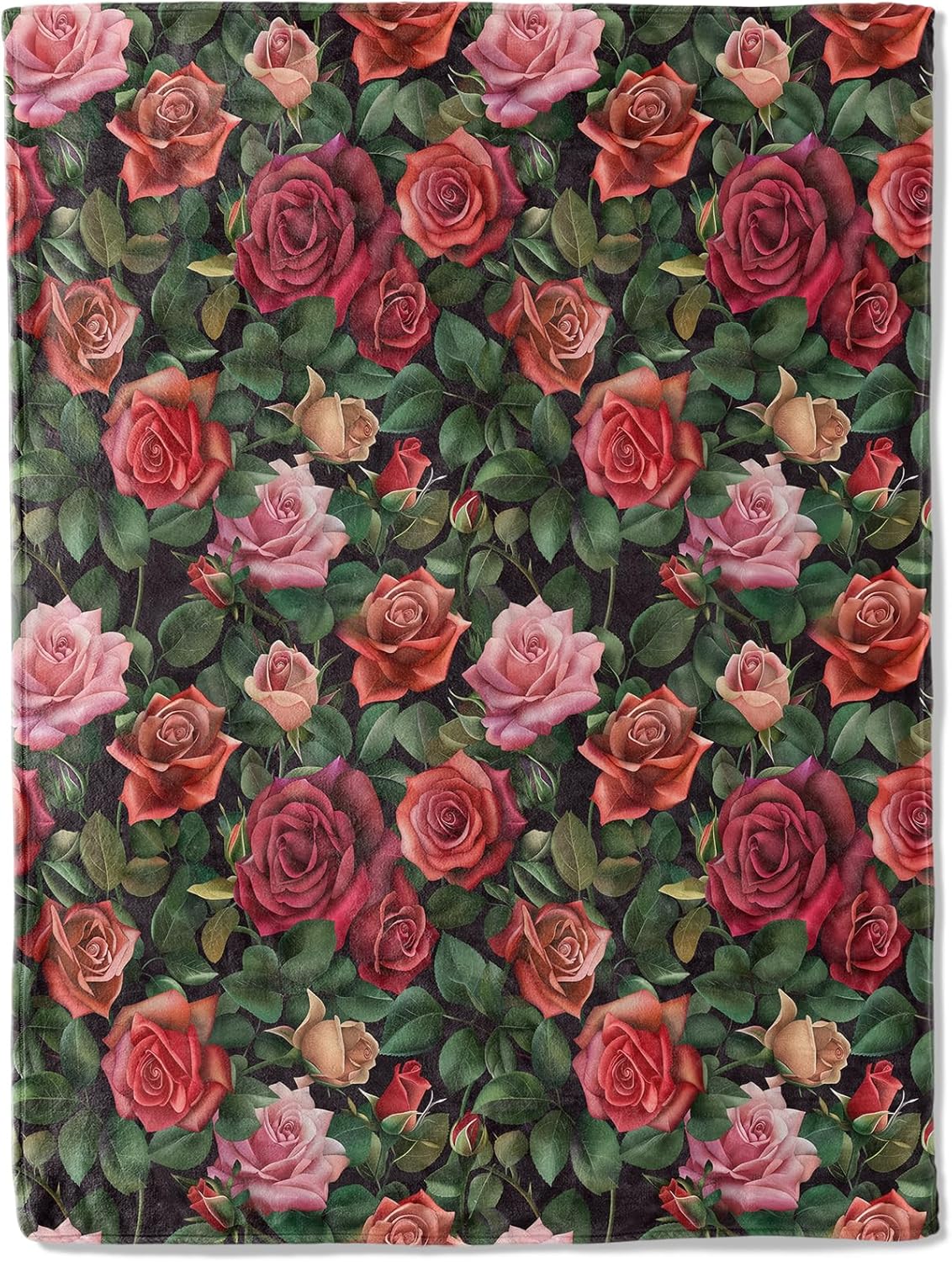 Rose Theme Blanket Plush Flannel Throw Blanket - Ultra Soft & Warm, Comfy & Lightweight - Perfect for Couch, Travel, Bedroom, Bed, Living Room - Cozy, Fuzzy Gift 50in×60in