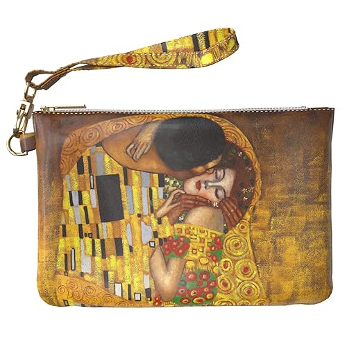 Miniatura 9 de Bolsa de maquillaje de 9.5 x 6 pulgadas, bolsa de almacenamiento, impresión de piel sintética, neceser con cremallera, estuche de viaje, reloj de