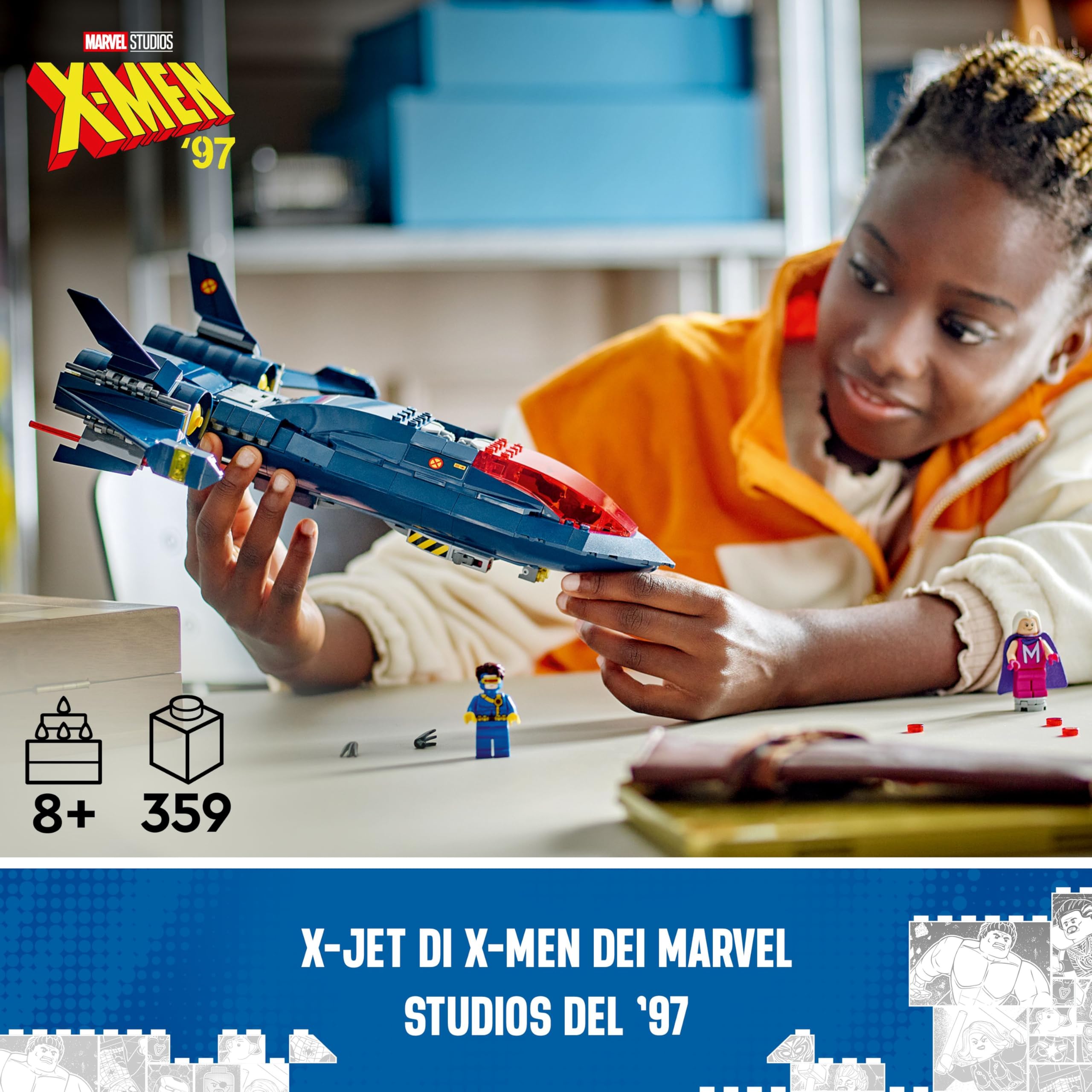 LEGO | Marvel X-Jet di X-Men, Aereo Giocattolo per Bambini e Bambine da 8 Anni in su, Modellino da Costruire di Aeroplano con Minifigure di Supereroi, Regalo per Ragazzi e Ragazze 76281