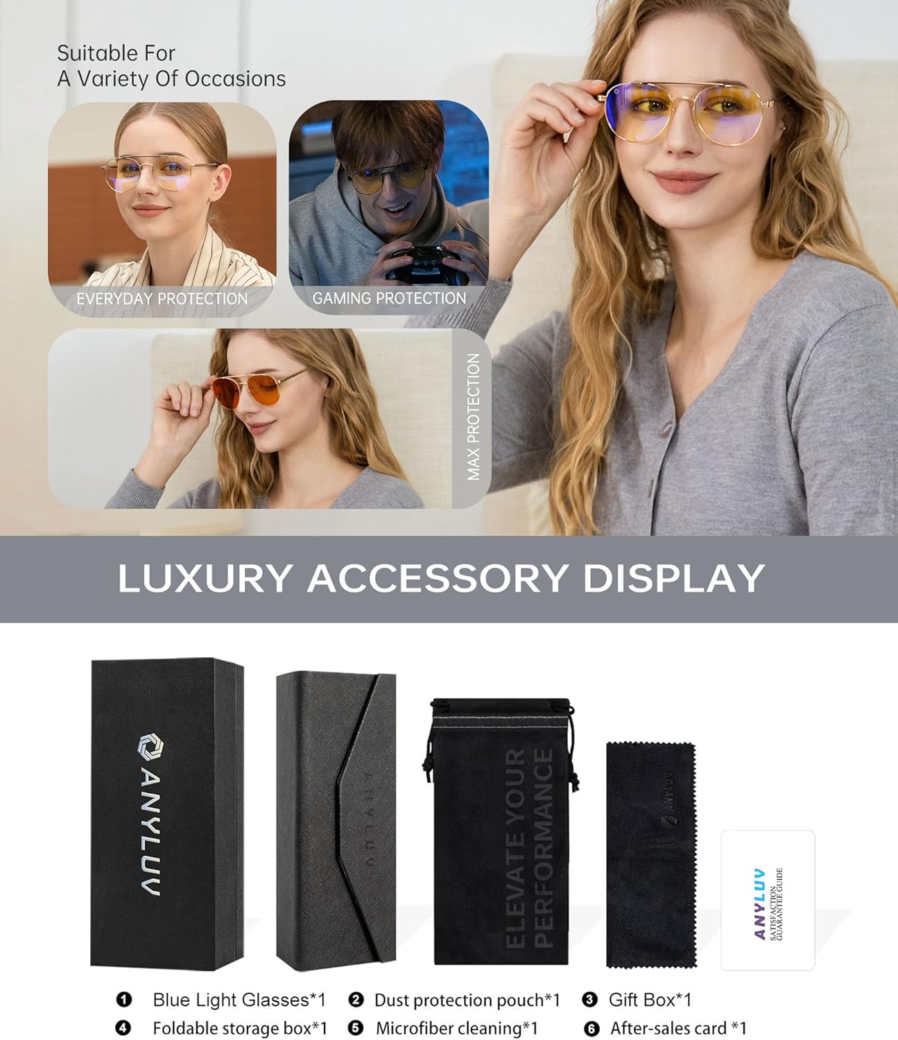 ANYLUV Blue Light Glasses for Men, Circular Frame Single Brow Bridge Design Campus Style Glasses Anti Eyestrain for Screen - Image 7