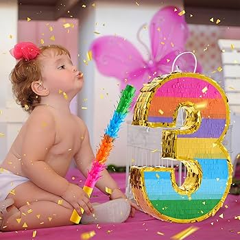 Amazon.com: MUWOOB Rainbow Number 3 Pinata for 3rd Birthday