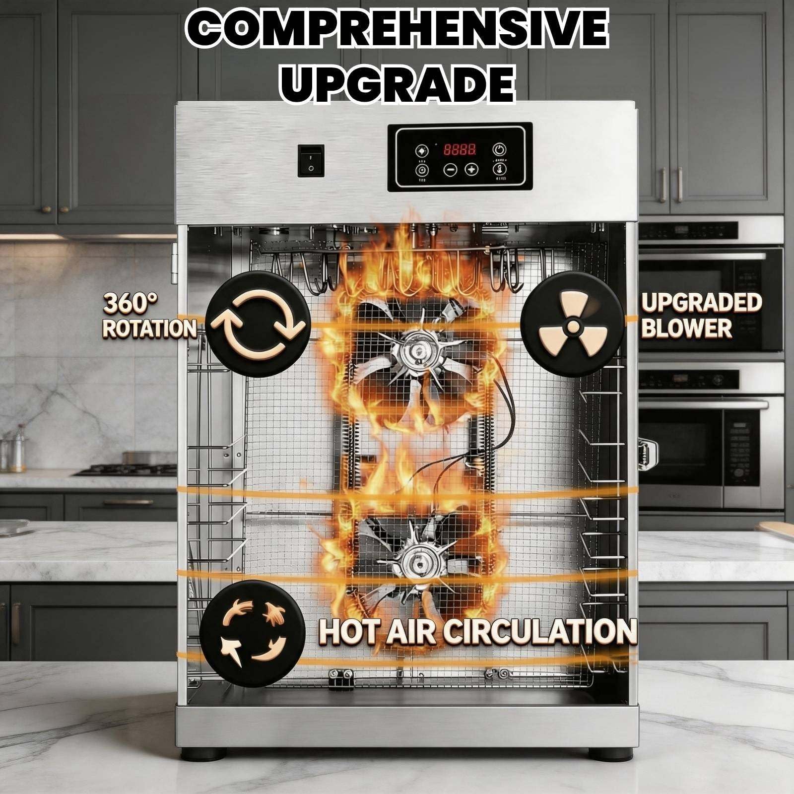 Armadio Essiccatore Professionale 15 kg per Stagionatura a Secco | Inox, Temperatura 30-90°C, Silenzioso (<40 dB), 14 Ganci. Ideale per Salsicce, Pancetta, Carne Essiccata e Snack Cani