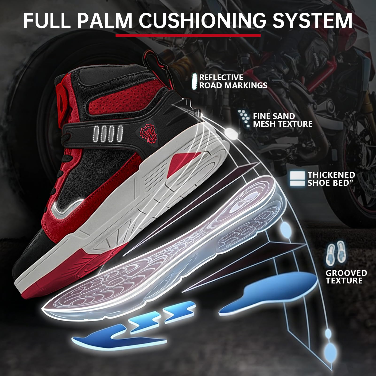Chaussures Moto Hommes - Bottes de moto pour Cuir perforé, été respirant