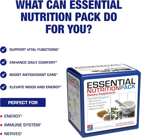 All in One Vitamin Packs for Women & Men - Clinically Formulated Men & Women's Womens Over 50 Multivitamin with Omega 3 Magnesium Vitamin D3 & Citrus Bioflavonoids - 1 Month Supply