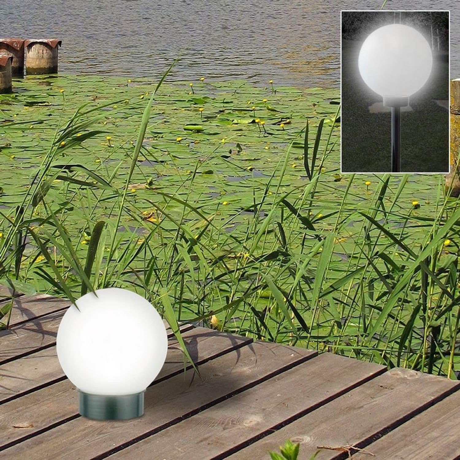 BURI 4er Set LED Solar Luce Sferica 3 IN 1 Lampada a Sfera Lampade da Giardino