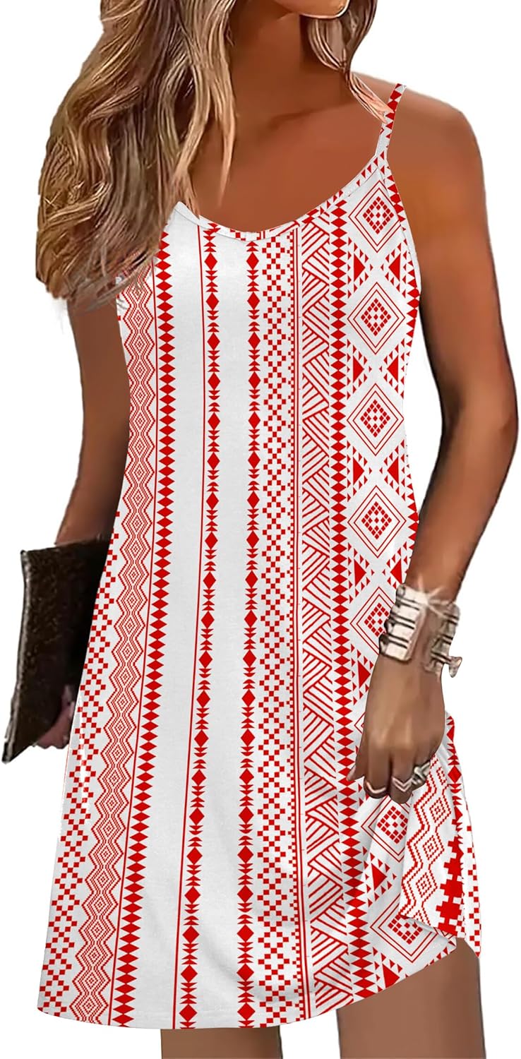 Zeagoo Womens Summer Dress 2025 Loose Sleeveless Tshirt Dress V Neck Mini Dress Beach Sundress with Pockets - Image 2