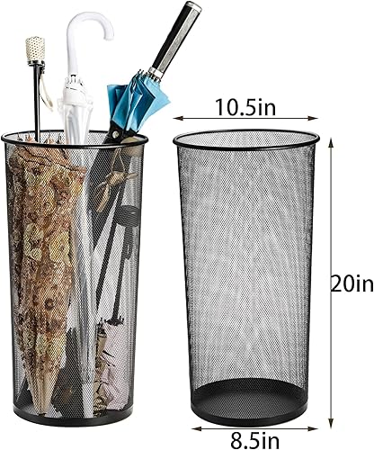 Miniatura 2 de Youeon Paquete de 2 soportes grandes para paraguas, 10.5 x 20 pulgadas, de malla metálica, cubo independiente para paraguas, bastones, bastones,