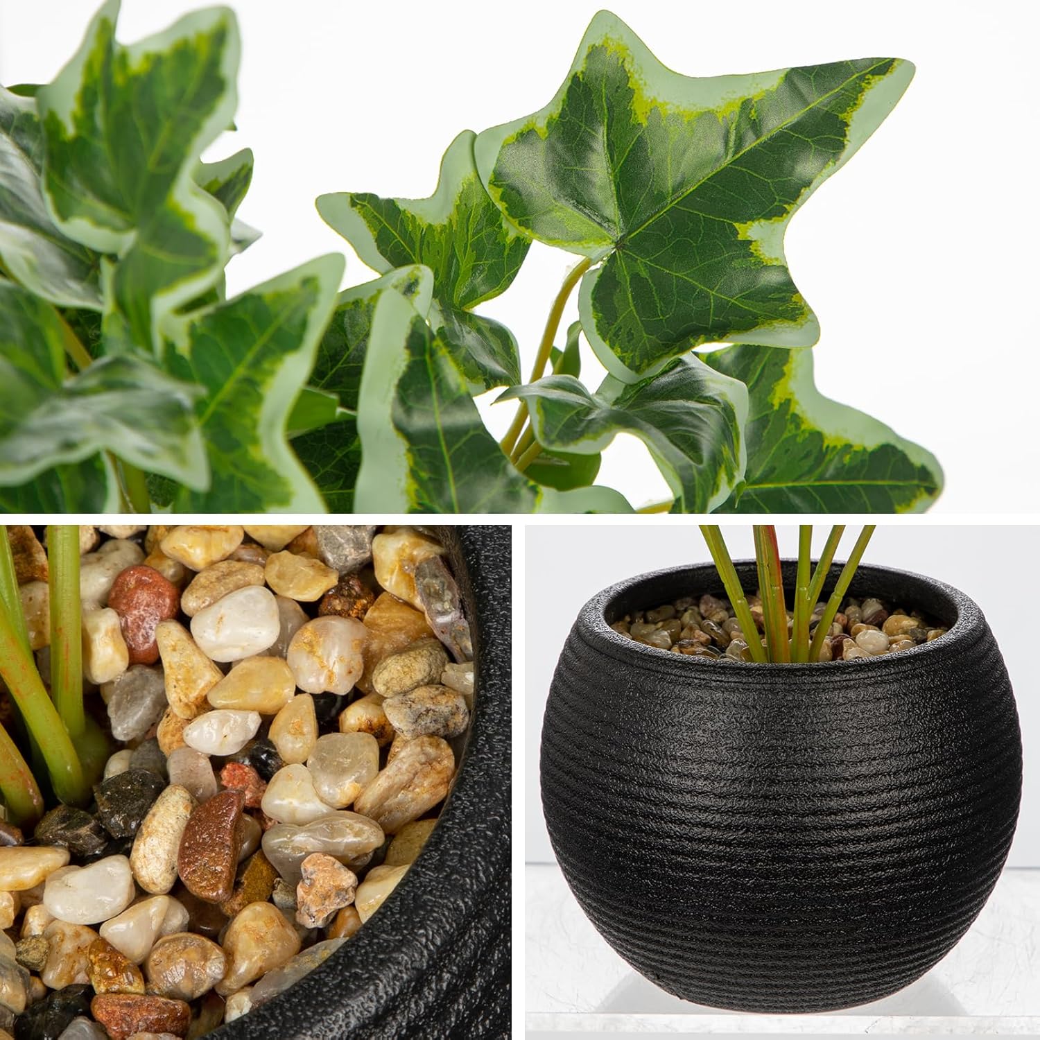 2 Packs Artificial Plants in Black Pot Fake Ivy Plants Potted Decorative Faux Plant for Home Kitchen Decor