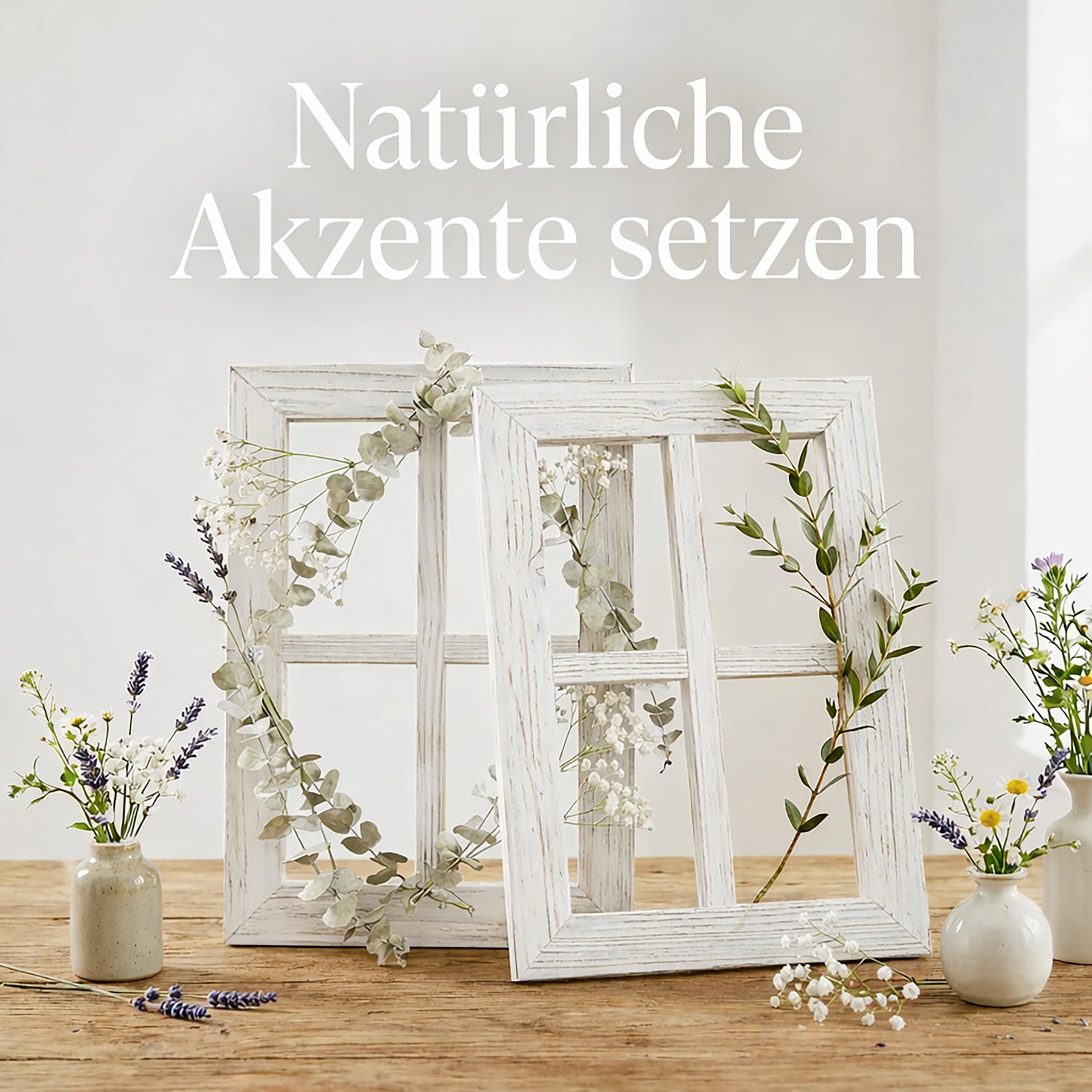 Relaxdays Dekofenster, 2er Set, Fensterrahmen Deko, HB: 40x28 cm, Landhaus, Holzfenster vintage, Sprossenfenster, weiß