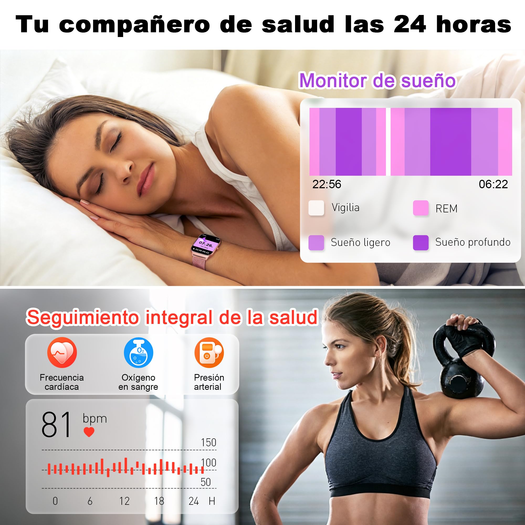 LODIMEKE Reloj Inteligente Mujer Hombre con Llamadas Bluetooth y Whatsapp, 1.85” Smartwatch Mujer con Presión Arterial, Frecuencia Cardíaca, Sueño, SpO2, 120+ Deportes, IP68 Regalo para Android iOS