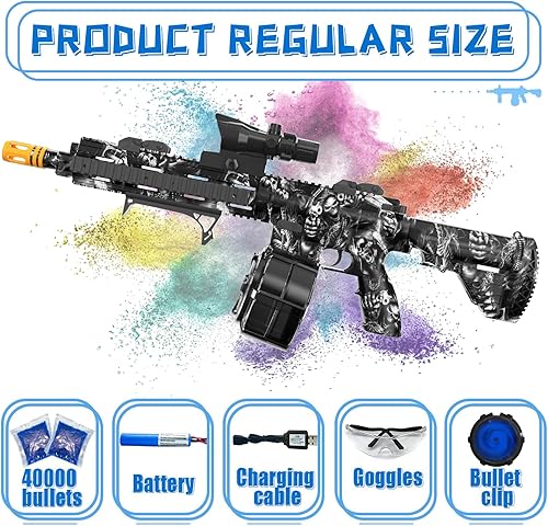 Miniatura 8 de Pistola eléctrica de bolas de gel, lanzador automático de bolas de salpicaduras de alta velocidad con más de 40000 y gafas, juguetes de bolas de
