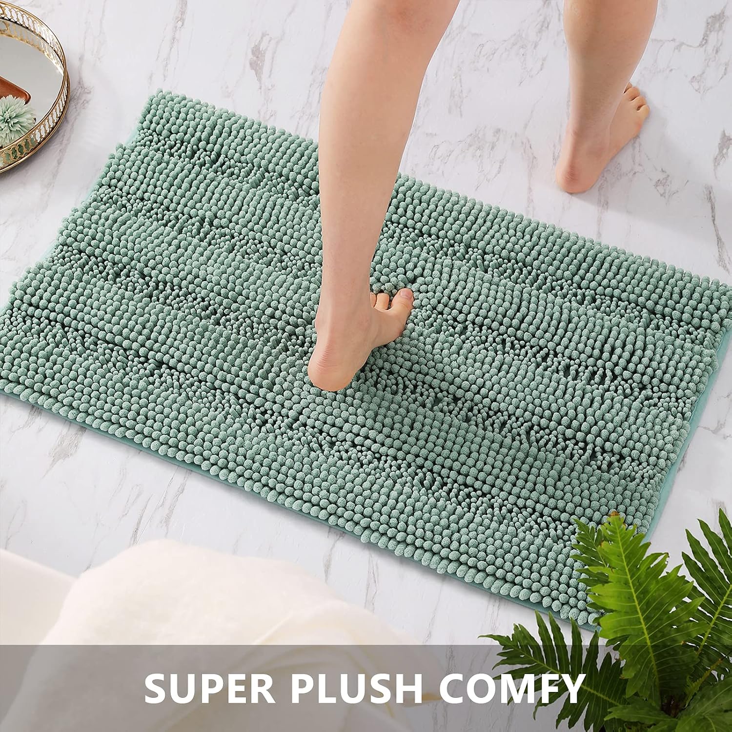 Ciicool Bathroom Rugs and Mats Sets 2 Piece, Chenille Bath Rugs Set Super Absorbent Bathroom Floor Mat, Machine Washable Non-Slip Bath Mats for Bathroom, 17x24 Plus 20x30 Eggshell Blue