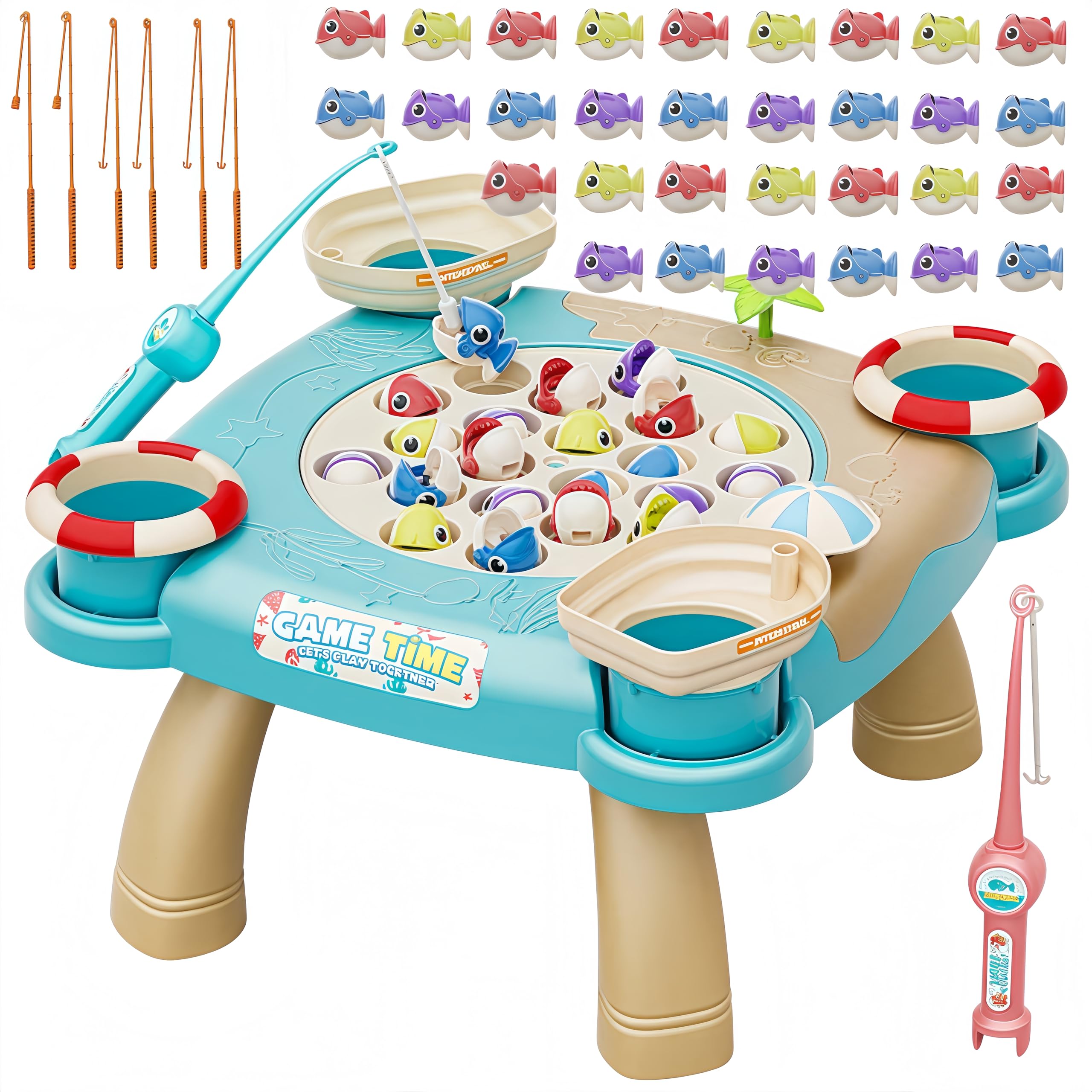 Bearbao Magnetic Fishing Game for Kids Toddlers 3-8 Years Old, 47-Piece Fishing Toy Set, Fun Fishing Board Game, for 3-8 Year Old Boys Girls