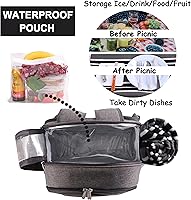 Vista 5 de Apollo Walker - Set de mochila para picnic para 2 personas con compartimiento refrigerado, soporte desmontable para botella/vino, manta de forro