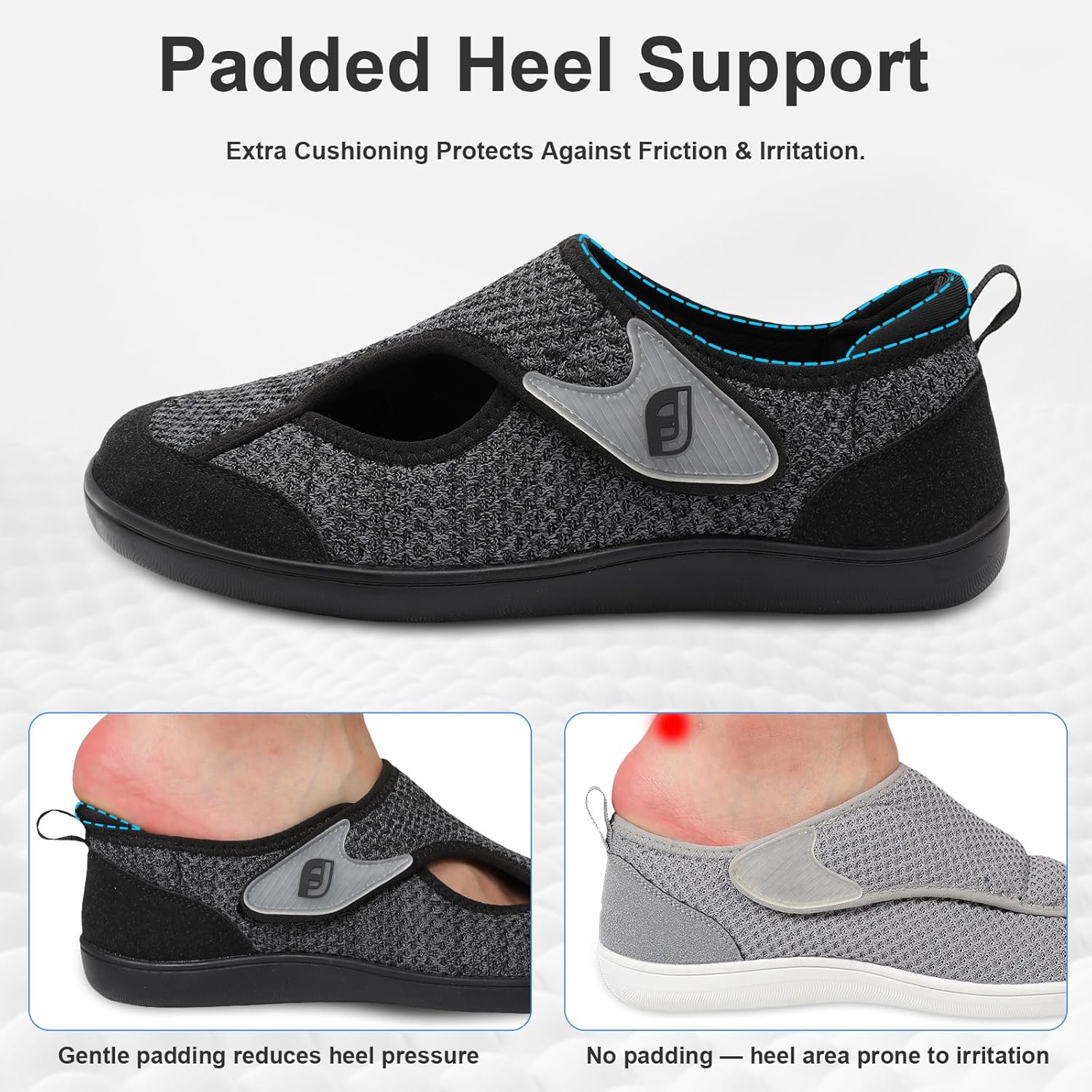 JOINFREE Mens Diabetic Walking Shoes Wide Toe Box, Adjustable Zero Drop Non Slip Sneakers, Breathable Knit Casual Shoes for Swollen Feet, Edema, Sensitive Feet, Elderly, Arthritis - Image 5