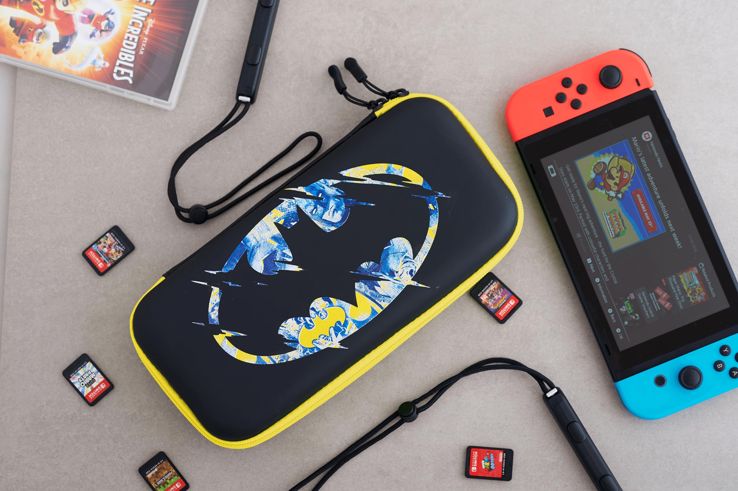 Lazerbuilt - Housse de Transport Rigide pour Nintendo Switch Batman Bleu, Batman Bleu, Gaming