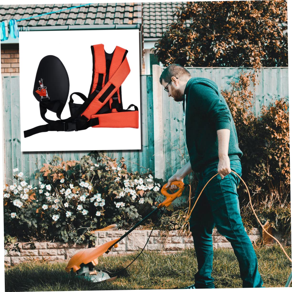 Correa de Hombro en Forma Desbrozadora Acolchado de Tela Oxford Ajustable para Jardín y Césped