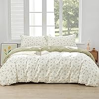 Vista 16 de SAPHREAS Juego de funda de edredón, 100% algodón extrasuave, tamaño individual, lavanda, 2 piezas, 1 funda de edredón de 68 x 90 pulgadas con Crema