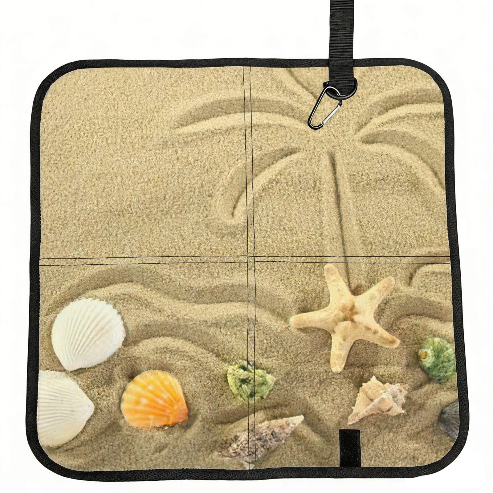 bghdfa Starfish With Palm Trees Print Outdoor Sitting Mat Waterproof Oxford Cloth Seat Cushion Folding Foam Camping Seat For Picnic