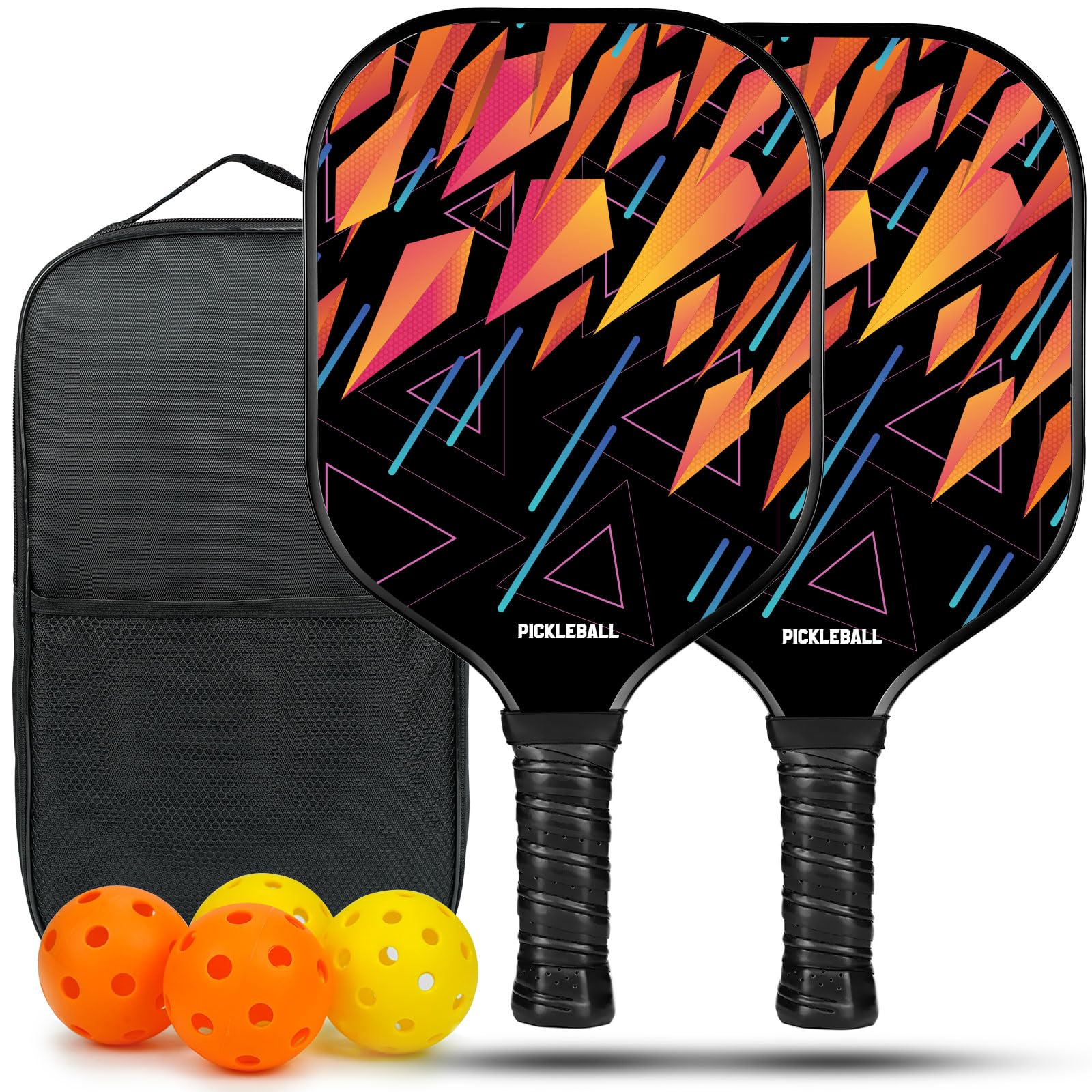 EUCARLOS Pickleball Paddles, USAPA Approved Fiberglass Surface Pickleball Set with Pickleball Rackets, Pickle Ball Paddle Set for Men Women